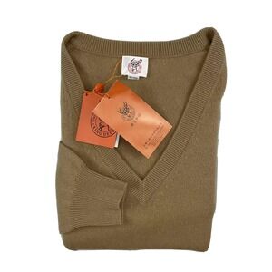 King Deer Mens Pure Cashmere V Neck Sweater Tan Brown Pullover SMC000010 2XL NWT